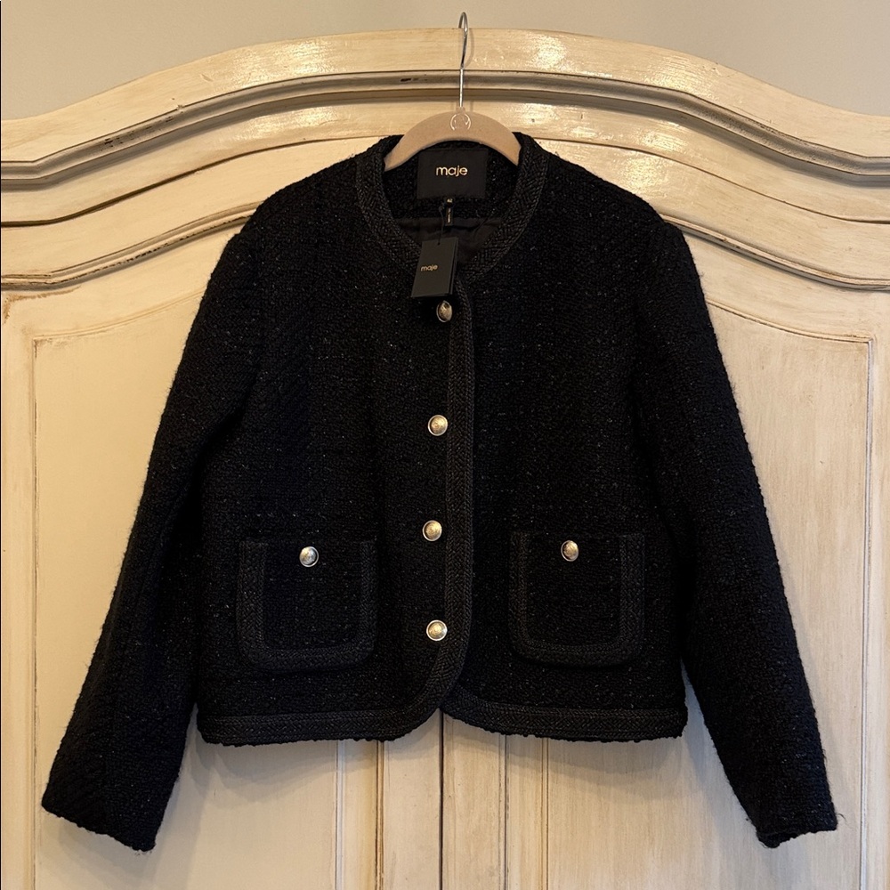 Maje Black Textured Blazer